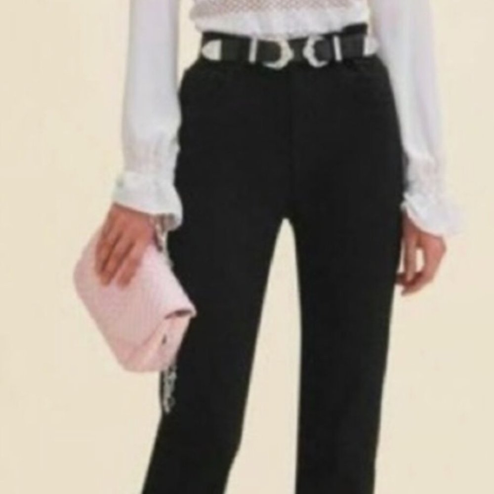 Maje Straight Leg Fringe Jeans